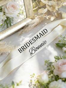 1pc 5cm Wide X 165cm Long Custom Wedding Chair Sash, High-Quality Custom Satin Chair Seat Card, Groomsman & Bridesmaid Reserved Seat Card, Wedding Chair Back Decor Nameplate, Custom Chair Sash - Multicolor - View 6