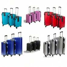 014Hard Shell Cabin Carry On Suitcase - 4 Wheel Spinner Luggage For UK Trips - Silver - View 2