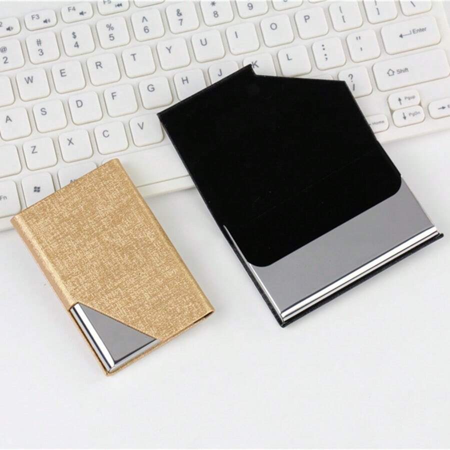 Creative & Fashionable Stainless Steel Business Card Holder With Flip Cover And Angled Design - Angled Business Card Holder - View 1