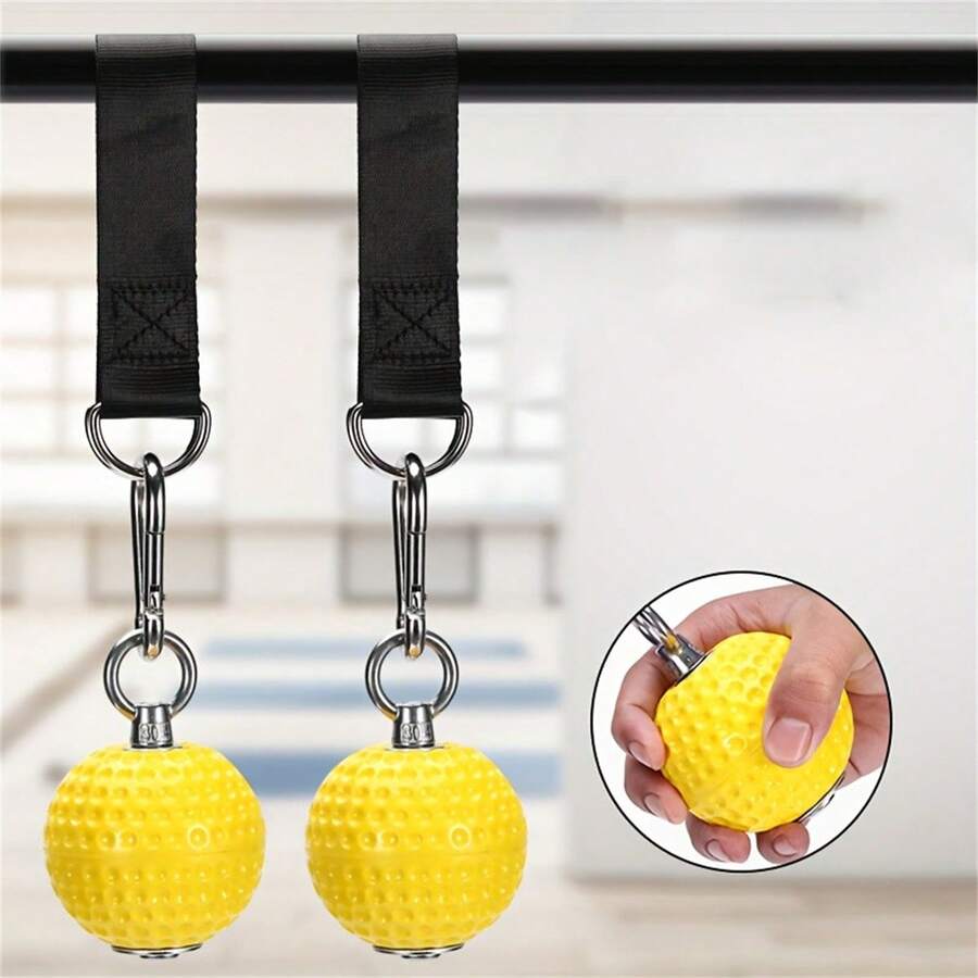 3 szt./zestaw piłek do podciągania z uchwytem wspomagającym siłę chwytu – trwała metalowa konstrukcja, nadaje się do drążka do podciągania, łopaty, fitnessu i ćwiczeń – idealne do domowej siłowni i aktywności na świeżym powietrzu - Wielokolorowe - Zobacz 1