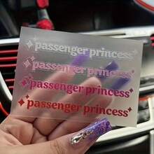 1 Set/2 Sets - 4pcs/Set "Passenger Princess" Funny Vinyl Car Stickers, Durable And Easy To Apply, Rearview Mirror Decals, Fashionable Car Accessories - Multicolor - View 7