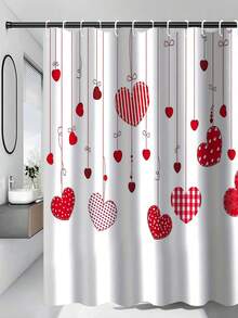 1/4 Piezas Conjunto de Cortina de Ducha Romántica para el Día de San Valentín, Impermeable de Poliéster con Patrón de Corazón, Lavable a Máquina, Incluye 12 Ganchos, Decoración de Baño con Tema de Amor Tejido, Regalo Ideal para el Día de San Valentín - Multicolor - Ver 18