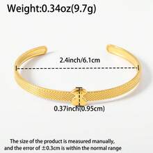 Simple Cute 18k Gold Texture Teddy Bear Pattern Open Stainless Steel Bracelet For Girls Women Daily Party School Hoilday Wear Birthday Gift - Gold - View 7