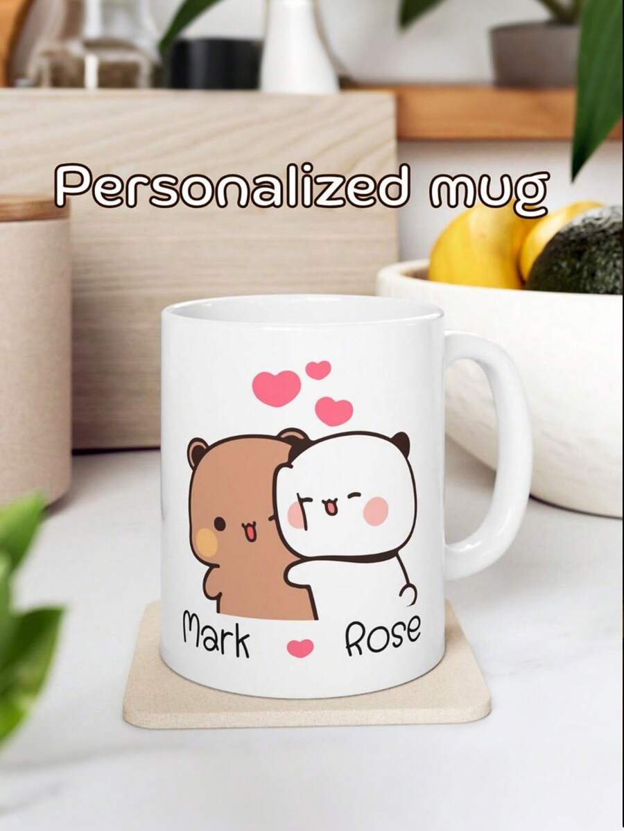 Personalized Dudu Bubu Coffee Mug Cute Bears Coffee Cup Birthday Christmas Gift Funny Coffee Mug Gift For Her Him Valentine Gift-Custon Name