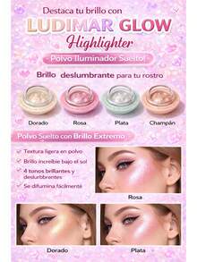 Polvo iluminador en 4 colores, para resaltar y dar brillo, utilizado en maquillaje facial y para iluminar el cuerpo - Multicolor - Ver 2