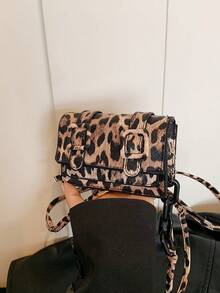 Mini Leopard Print Contrast Color Fashionable Crossbody Bag For Women, 2026 New Bag Tie Dye Shoulder Bag - Khaki - View 3
