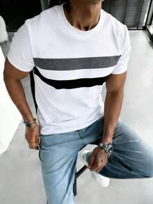 GRDR 男士个性化印花短袖T恤，舒适透气，夏季穿着 - 白色 - 查看 2