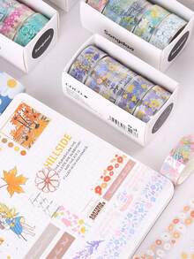 5卷1.8英寸 x 3.23英寸可爱透明仲夏雏菊装饰贴纸，DIY装饰材料和和纸胶带，适用于礼品包装、DIY手工、绘画、学习和办公，适合母亲节、感恩节等场合。 - 彩色 - 查看 7