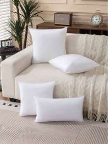 1pc/2pcs White Pillow Insert, Cushion, Ultra Soft Fiber Filled, Non-Woven Fabric Square Pillow, Sofa Back Cushion Insert, Multiple Sizes Available, Suitable For Living Room Sofa, Home Decor, Bedroom Decor, Hotel Use, Car Seat And Christmas Decoration. Ergonomic Neck & Back Support Pillow, Fashionable Minimalist Design, High Elasticity, Luxurious Pillow - White - View 2