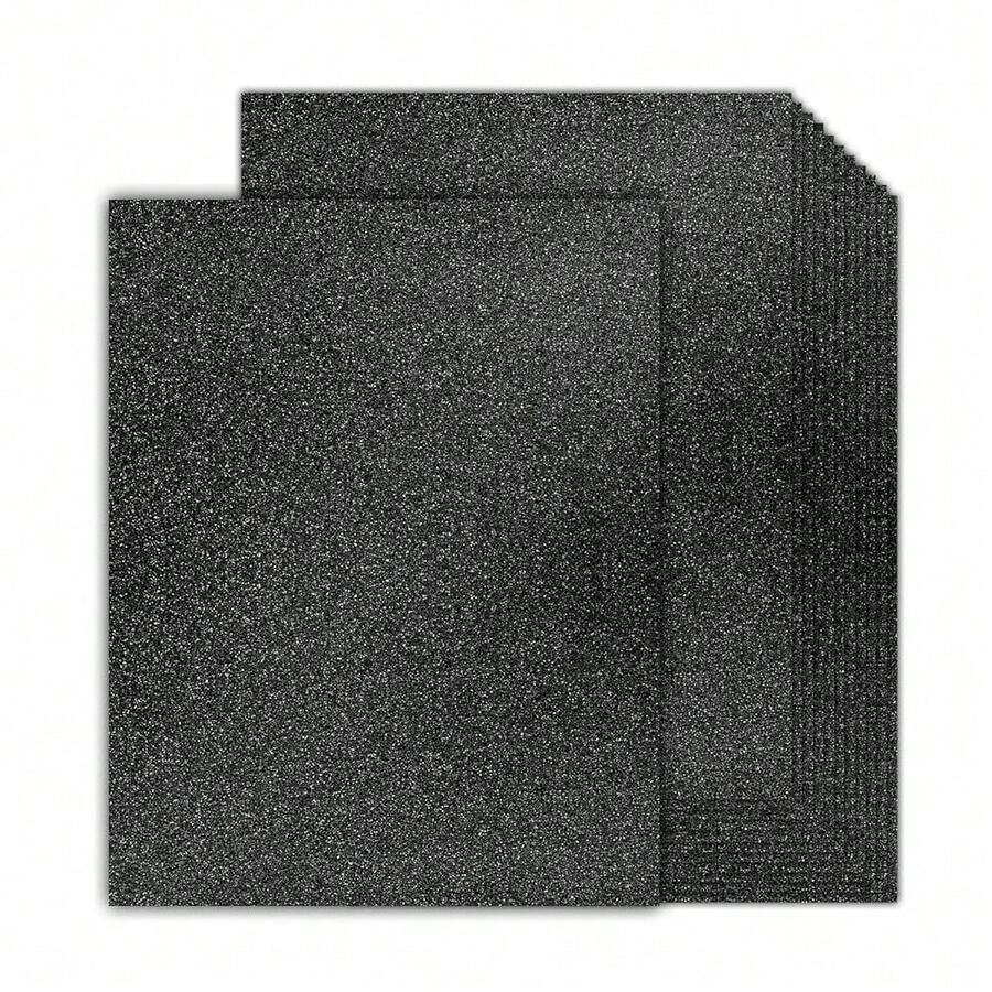 30 Sheets Black Glitter Cardstock 8.5 X 11 Inches, 230gsm Premium Sparkling Card Stock Paper For Card MaFKing DIY Wedding Birthday Craft Party Decoration Schoolsss Student Supplies (Black) - Black - 查看 1