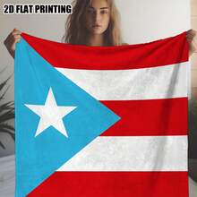 Puerto Rican Themed Flannel Blanket - Vibrant Cultural Prints With Flags, Symbols & Puerto Rico Text - Soft Warm Travel Digital Print,Suitable For All Seasons,      Washable And Machine-Washable, Lightweight, Breathable, Comfortable, Warm,  Unique, 280gsm For Him And Her, Perfect For Naps, Camping, Travel, Family, Daily Life, Office Decoration, Birthday Anniversaries, Valentine's Day, Thanksgiving, Christmas, Halloween, Mother's Day, Father's Day, Wedding,   New Year Gifts Provide Personalized Ideal Gifts For Her, Him, Family Members, Boyfriends,  Girlfriends, Fathers, Family Members, Mothers, Lovers,   Daughters, Sons,   Grandfathers, Grandmothers,     Friends, Classmates And Pets.     Sofa,Bed,Car,Bedroom,Living Room,Office,  Outdoor Camping, Beach,Wall Decoration - 多色18 - 查看 4