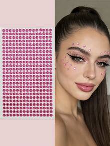 375颗4毫米纯色自粘水钻贴纸，水晶发饰，钻石脸部宝石，适用于DIY工艺品和艺术项目，嘉年华，情人节，万圣节，圣诞节礼物，母亲节，派对，音乐节，面部毛发指甲装饰水钻贴纸 - 彩色 - 查看 22
