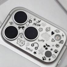 Hình dán chú cún cỏ ba lá cười nổi 3D + Miếng dán ống kính trong suốt, Hình dán ngôi sao anh đào trong suốt dễ thương, Phù hợp với 17 Pro Max, 17 Pro - Phim ống kính trong suốt + miếng dán - Xem 3