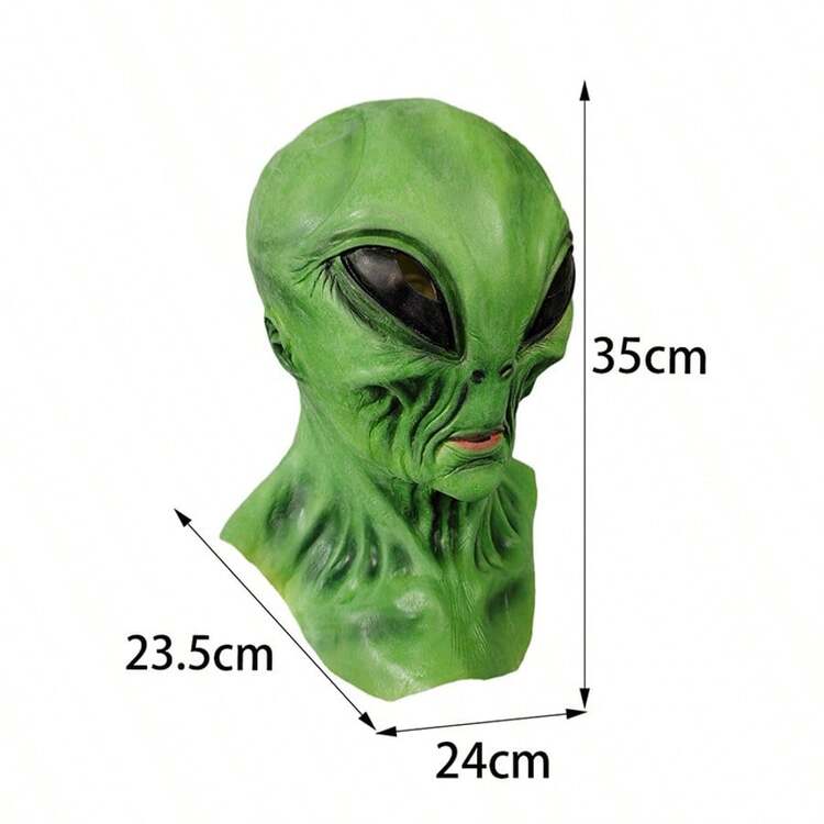 Máscara de látex de cara completa de extraterrestre, superventas independiente, equipo de terror de ovni de Halloween transfronterizo - Multicolor - Añade 5