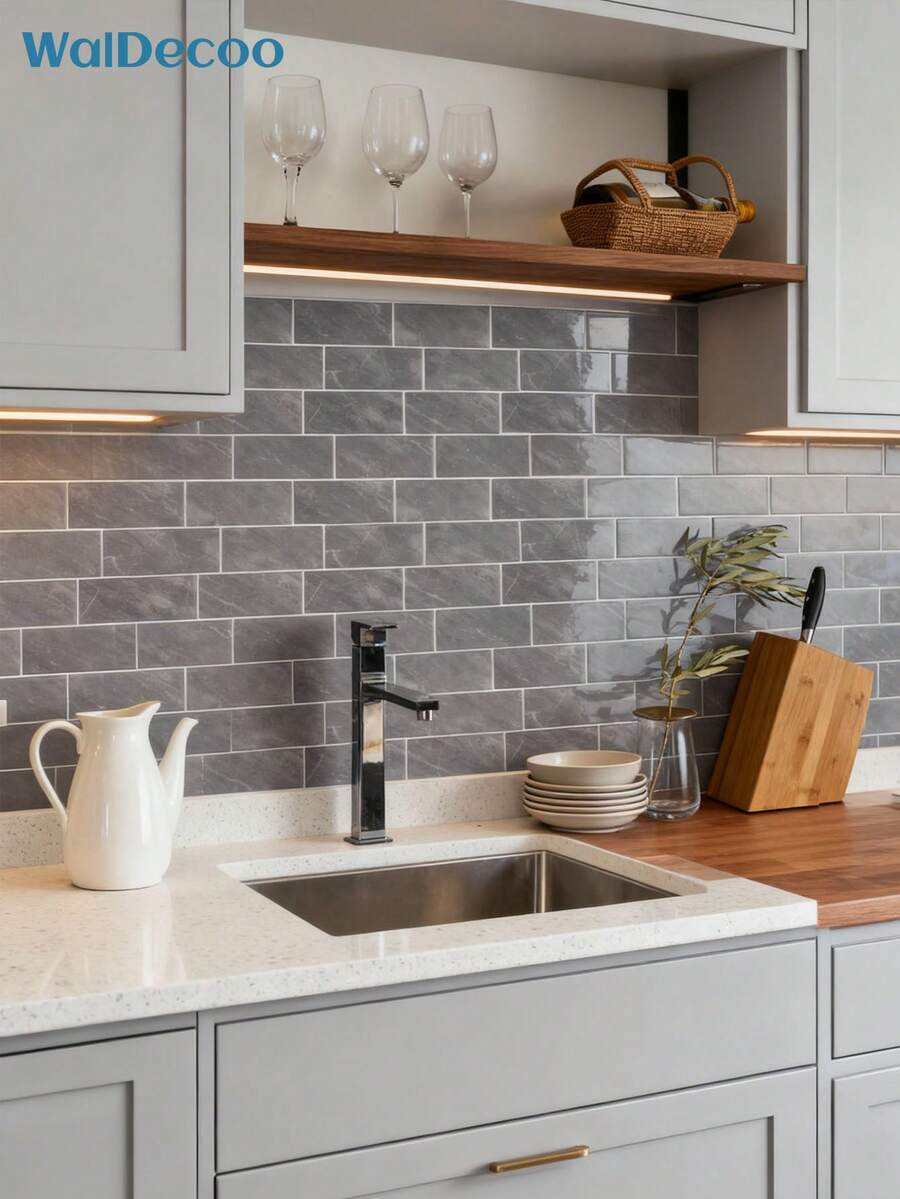 WalDecoo 1/10/20 Sheets Of 11.56" X 8.38" -Subway Tile Peel And Stick Backsplash - Waterproof, Stain-Resistant, Easy DIY Installation.Removable Self Adhesive Wall Tile Sticker Kitchen Bathroom Backsplash For Festival Layout - Multicolor - View 1