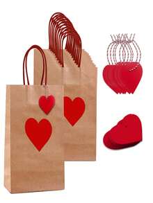 Bolsa de regalo del Día de San Valentín, bolsa de papel kraft con forma de corazón para empaquetar regalos de amor y cumpleaños, bolsa de mano para el Año Nuevo, el Día de la Madre, el Día de Acción de Gracias, decoraciones del Día de San Valentín, bolsa de compras, bolsa de fiesta, bolsa de regalo de boda, bolsa de mano hecha a mano, recuerdos de fiesta, (Tarjeta de corazón de amor con corazón redondo y patrón de olas, 2 estilos al azar, ¡por favor, tenga en cuenta si le molesta!) - Multicolor - Ver 5