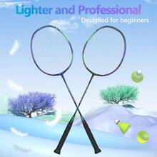 profesionales de bdminton de fibra de carbono, raqueta de bdminton para patios traseros y gimnasio - 2 piezas Azul Negro - Ver 4