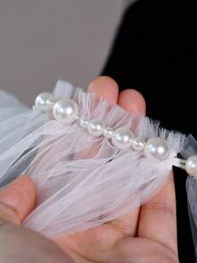 1pc Bridal Sheer Pearl Shawl, Women's Evening Party Wedding Date Dress Accessory, Exquisite Shoulder Coverage - A - View 10