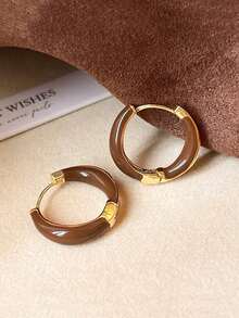 1 Pair Elegant Casual Minimalist Geometric Design Ombre Dangle Earrings, Suitable For Women's Daily, Commute, Holiday, Party Wear - Brown - View 8