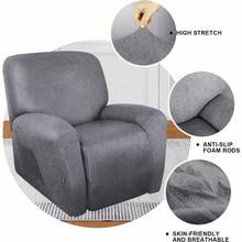 Trugenix-Recliner Sofa Covers - Leather Like Recliner Sofa Covers 3 Seater Recliner Couch Covers For 3 Cushion Couch 8 Pieces Washable Stretch Reclining Sofa Slipcovers (Brown)-GP - 01-淺灰色 - 查看 5