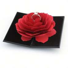 1pc 3D Ring Box, Small Ring Box Proposal And Engagement, Wedding And Birthday, Jewelry Box - Red - View 5