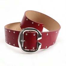 1件朋克风C型扣女士腰带，美式性感铆钉装饰裙裤腰带，加厚腰带 - 彩色 - 查看 8