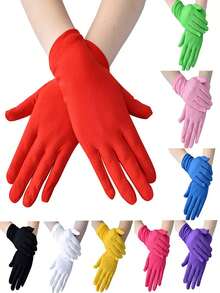 1 Pair 22cm Milk Silk Elastic Short Cycling Gloves, Suitable For Costume Play, Performance And Fashion Decoration Holiday Gloves - One Size - View 12