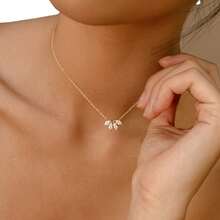 1 Simple Fashion Leaf Petal Pendant Necklace, Embellished With Synthetic , Suitable For Ladies Daily And Party Decoration - Vàng - Xem 4