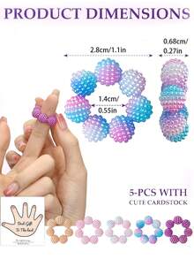 手指按摩环，缓解焦虑和压力，弹性舒缓指压按摩珠环，感官玩具，适合成人、女孩、男孩，居家、户外、学校、办公室、旅行手指玩具配件 - 彩色 - 查看 7