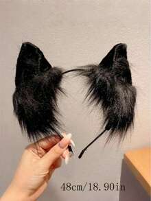 1个猫耳发箍，可爱毛绒发箍，节日动物耳朵头饰，发饰 - 彩色 - 查看 11