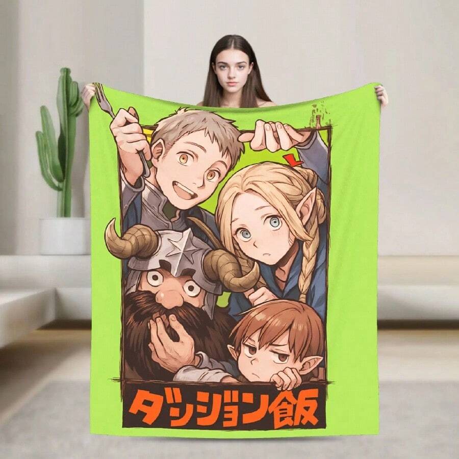 Dungeon Meshi Anime Marcille Laios  Blanket Quality Warm Soft  Throw Blanket Autumn S Outdoor Funny Bedspread(10).Jpg - White - View 1