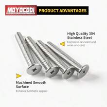M3 X 12mm 50 Pack Flat Round Head Screws 304 Stainless Steel  Drive Machine Screws Hardware Fastener For Furniture Connection - M3 X 12 - View 2