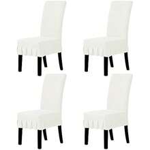 Easy-Going Dining Chair Covers Stretch Parsons Chair Slipcover With Skirt Chair Covers For Dining Room Restaurant Banquet (2 PCS, Light Gray) Local Shipping - 奶油 - 查看 1