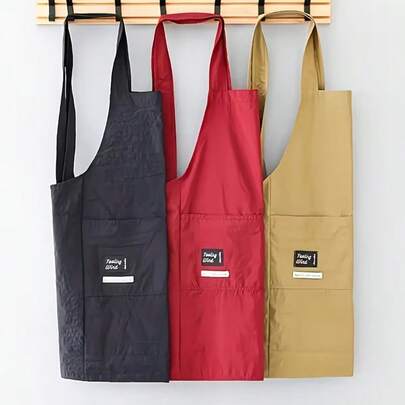 1pc New High-End Unisex Criss-Cross Sleeveless Apron, Lightweight With Pockets, Easy To Clean And Machine Washable, Effectively Protects Clothing From Stains, Available In Multiple Colors, Minimalist Home Kitchen Workwear Suitable For Restaurants, Cafes, Bubble Tea Shops, And Art Studios.