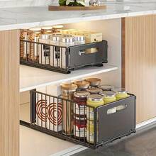 2pcs Pull-Out Sink Organizer Rack, Durable Metal Sliding Storage Drawer, Large Capacity Dual-Layer Organizer Rack, Suitable For Kitchen And Dining Table, Kitchen Storage And Organization, Kitchen Accessories - Black - View 10