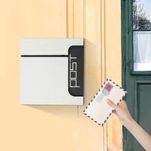 Wall Mounted Mailbox With Keys, Black & White Modern Outdoor Mail Box, Large Capacity 14x14x4 In, Modern Outdoor Mailbox, Wall Mounted Mail Box With Lock And 2 Keys, Black Or White Large Capacity Mailbox, Galvanized Steel For Porch,  Anti-Theft Lock, Rust Resistant Steel, Easy To Install, Weather Resistant - Black and White - View 2