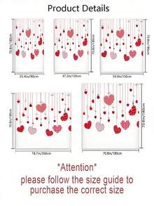 1/4 Piezas Conjunto de Cortina de Ducha Romántica para el Día de San Valentín, Impermeable de Poliéster con Patrón de Corazón, Lavable a Máquina, Incluye 12 Ganchos, Decoración de Baño con Tema de Amor Tejido, Regalo Ideal para el Día de San Valentín - Multicolor - Ver 4