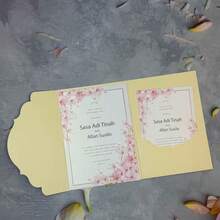 10 Pieces Of Tri-Fold Wedding Invitation Cards, Envelopes With Petal-Edged Designs, (Excluding The Cards) Invitation Slips, Featuring A Simple And Elegant Aesthetic, Pocket-Style Invitations. 5x7 Inch DIY-Designable Invitations. Festival Supplies, Birthday Supplies. Wedding, Invitations, Envelopes. - Multicolor - View 2