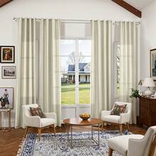 Set Of 2 Curtains Featuring A Minimalist Modern Design In Solid Colors, Farmhouse-Style Decor.These Lightweight Drapes Are Darkening In Bedrooms, Living Rooms, Or Offices, And Are Made From Imitation - White - View 12