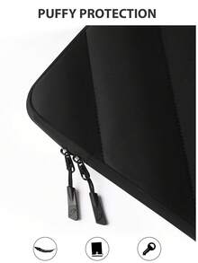 适用于 13.5/14/15/16 英寸笔记本电脑的加厚保护套，兼容 Macbook Air 13/15 M1/M2（2012 年及之后）、Macbook Pro 13/14/15（2010-2022 年）、14-16 英寸 Chromebook 和 Surface 笔记本电脑，内衬柔软蓬松，防水设计，黑色 - 黑色 - 查看 6