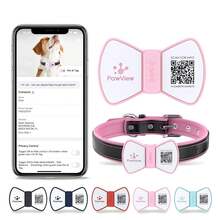 Pawview Silent Silicone Dog Name Tags Personalized For Pets With Bow Tie Style, Slide On Dog ID Tag With QR Code & NFC - Scan QR For Instant Location Alert, Emergency Contact,Pet Profile - 粉色 - 查看 7