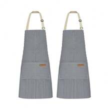 Chef Apron Bib Apron With 2 Large Pockets Adjustable Neck Strap Kitchen Apron CooFKing Apron Stripes BaFKing Apron - BluePinstripes - View 6