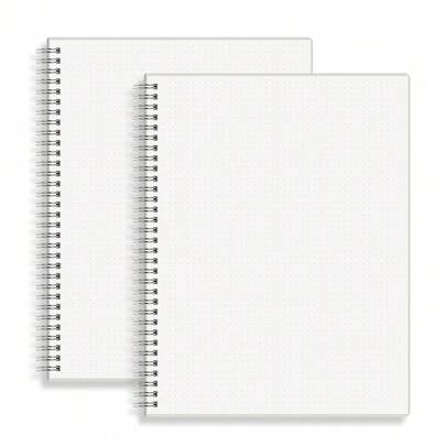 Large Dot Grid Spiral Notebook, 8.5\ X 11\, Premium 100gsm Ivory White Paper, Sturdy See-Through Cover, 128 Dotted Pages Per Notebook(2 Pack) For Home, Schoolsss, Office, Artist Writing/Drawing