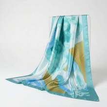 Women's Scarf 90x90 Watercolor | Satin Finish | Elegant And Versatile Print - 綠色 - 查看 4