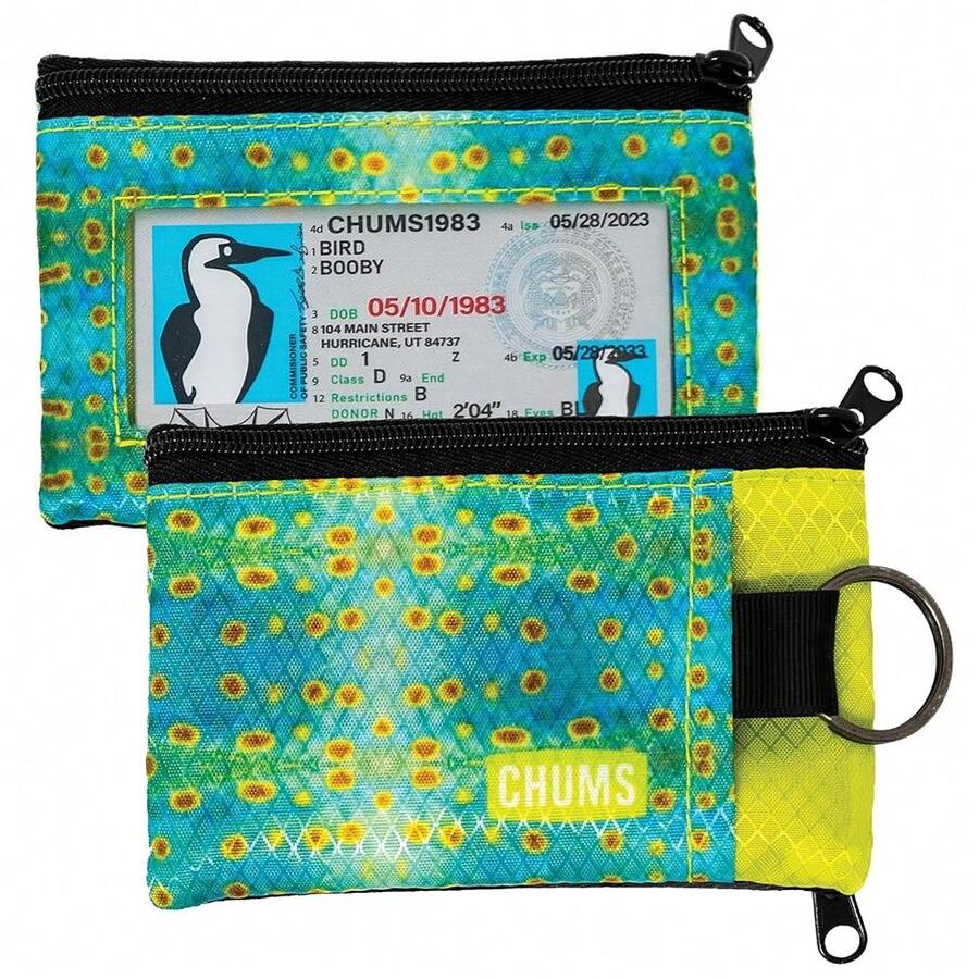 Chums Surfshorts Wallet - Lightweight Slim Wallet W/RFID BlocFKing Card - Zippered, Minimalist Wallet W/Key Ring - Patterns - SpanishMackerel - View 1