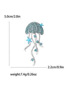奢華水鑽水母胸針 海洋生物別針 女款中性休閒派對珠寶飾品 友誼禮物徽章裝飾 - 水母 - 查看 9