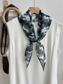 女士菱形真丝围巾，轻盈柔软，不规则设计，休闲时尚，日常多功能系带腰带手提包，女士颈部夏季外出礼物 - 彩色 - 查看 15