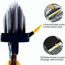 2-In-1 Floor Brush Washer With Long Handle Grouting Brush, Newly Upgraded Hard Bristle Cleaning Brush, Equipped With Rubber Scraper, 120 ° Rotating Tile Brush, Used For Cleaning Bathroom Glass Terrace Kitchen - Green - View 5