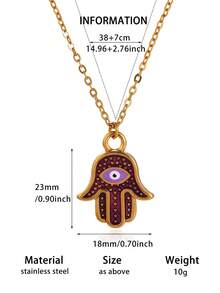 Steel Zirconia Devil's Eye Necklace Fashionable Versatile Lockbone Chain Oil Drop Pendant Unisex Jewelry Accessory Christmas Jewelry - N07692 - View 15