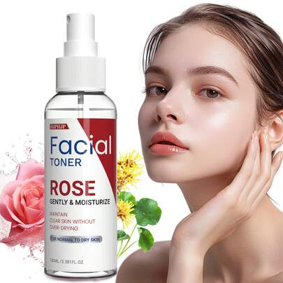 HJPHJP Tónico facial de agua de rosas, Spray facial de agua de rosas, Esencia de rosas, Apto para todo tipo de piel, Hidratante y humectante, Se absorbe rápidamente, Fácil de usar, Apto para uso diario, Hidratante después del sol, Antes del maquillaje - 100ML